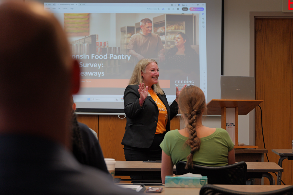 Policymaker Tour 5 | Second Harvest Foodbank Sw Feeding wisconsin executive director jackie anderson presenting during policymaker tour